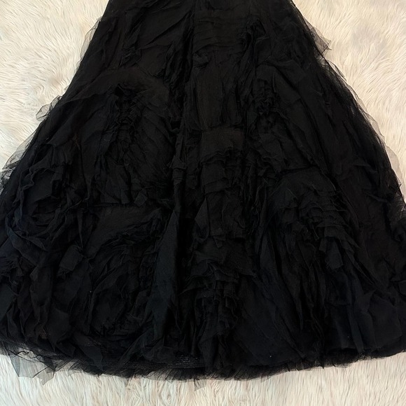 Marchesa Notte Strapless Textured Tulle Gown Corset Formal Black Tie Dress Black - Picture 13 of 16